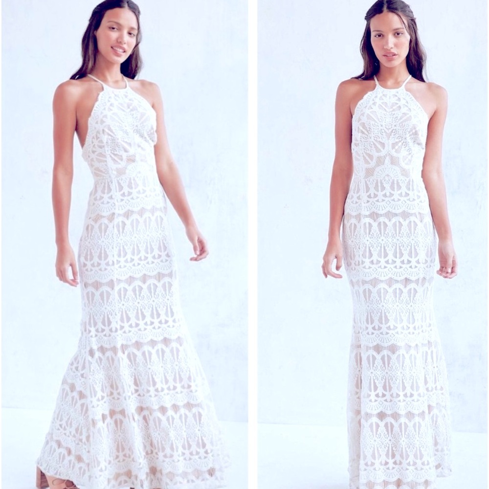 Glamorous Lace Halter Mermaid Maxi Dress